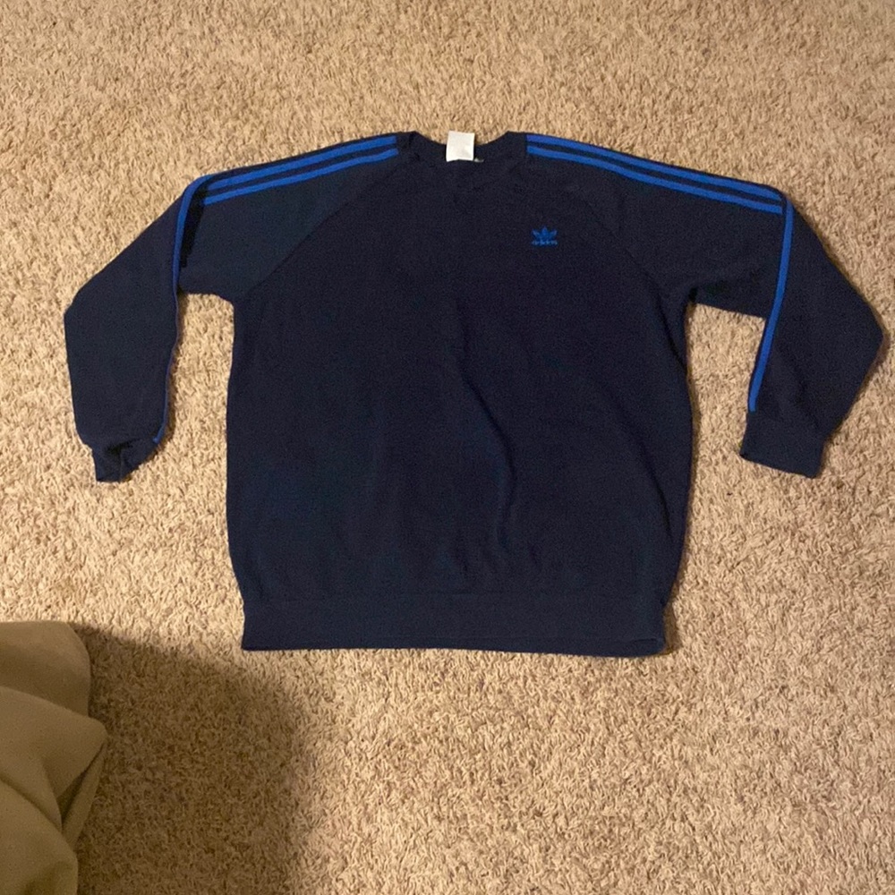 Navy blue with blue stripes Adidas sweatshirt XL
